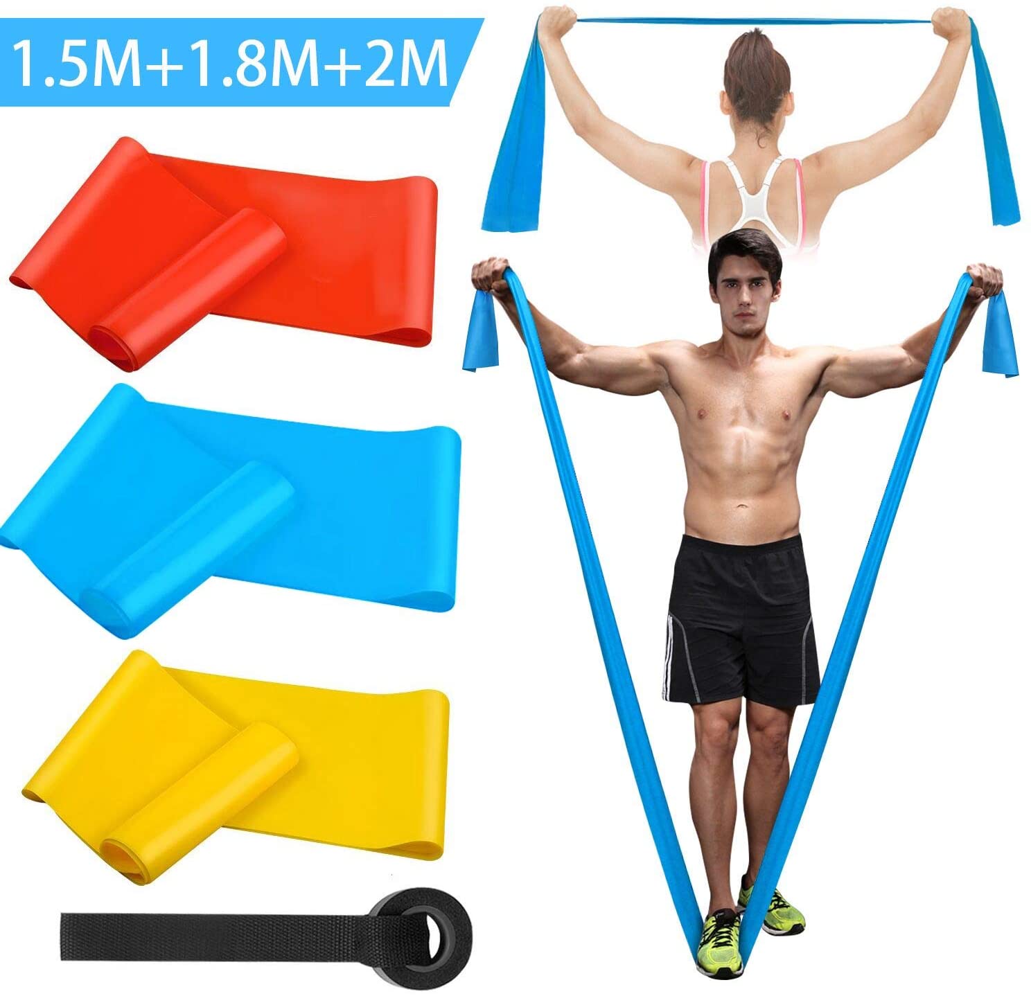 Pilates Bar Kit With Resistance Bands - Elastik Fitness Bantları 3 Adet Direnç