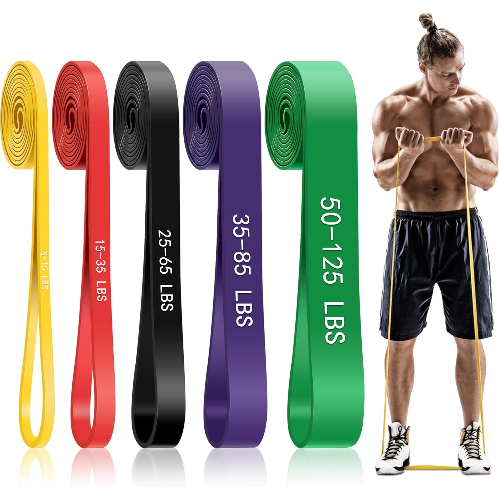 Resistance Bands Set With Handles - Çekme Hareketi Destek Bantları, 5 Seviyeli