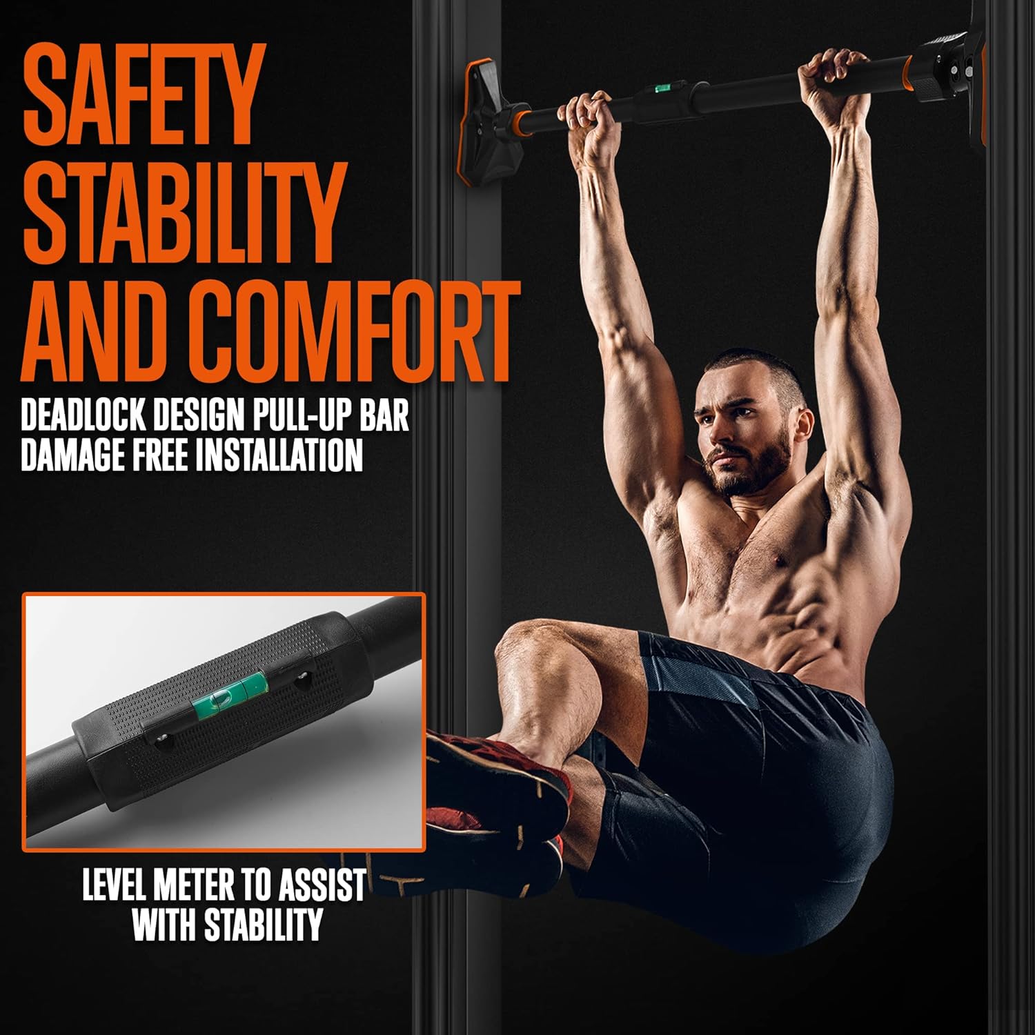Door Pull Up Bar No Screw - Kapı Kasası için Vidasız, Ayarlanabilir Barfiks