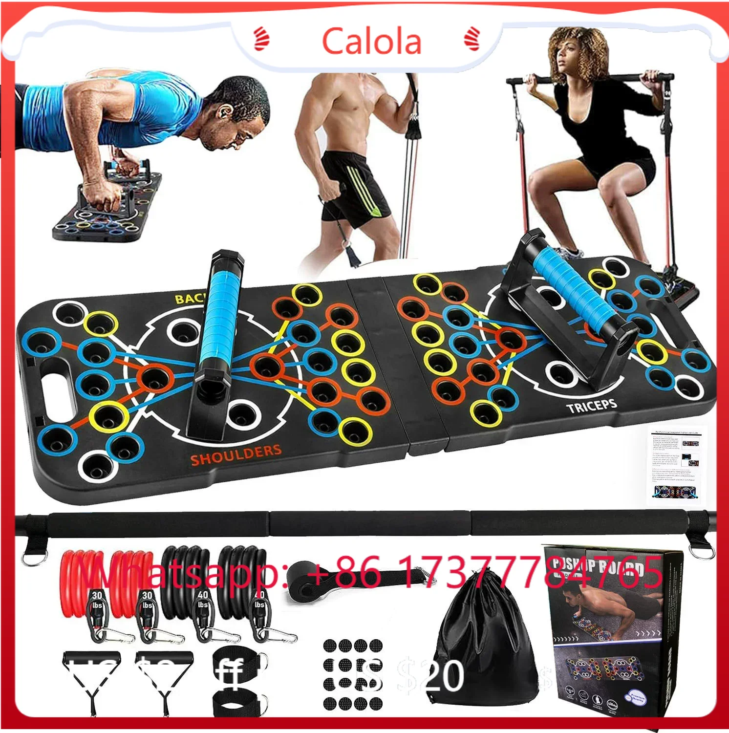 Pilates Bar Kit With Resistance Bands - Çok Fonksiyonlu Şınav Tahtası Pilates Bar