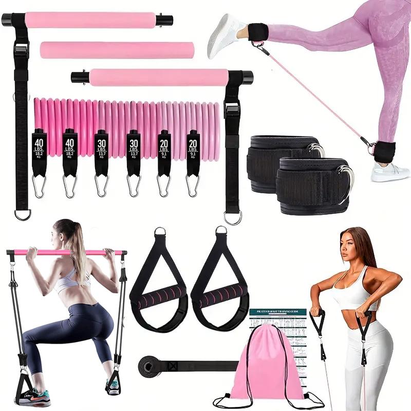 Pilates Bar Kit With Resistance Bands - Çok Fonksiyonlu Pilates Bar Seti, Elastik