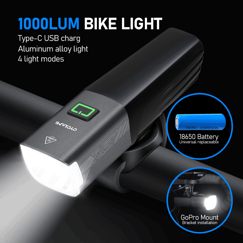 Rechargeable Bicycle Headlight 1000 Lumen - CYCLAMI X7 Reality 1000 Lümen Bisiklet